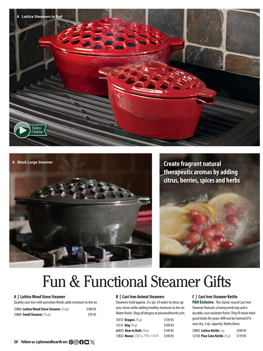 Plow & Hearth - Holiday 2025 Catalog - Cast Iron Fireback with Oak